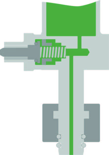 Graphic normal operation: Functionality of the service valve, which enables a direct connection to the compartment gas: In normal operation, the valve is closed