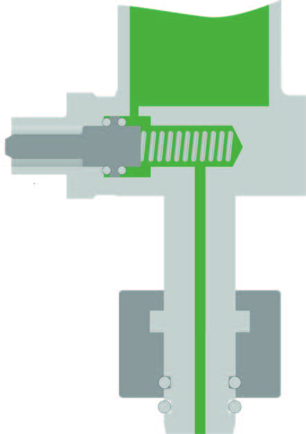 Graphic normal operation: Function of the test valve for periodically checking the switching points of the density monitor