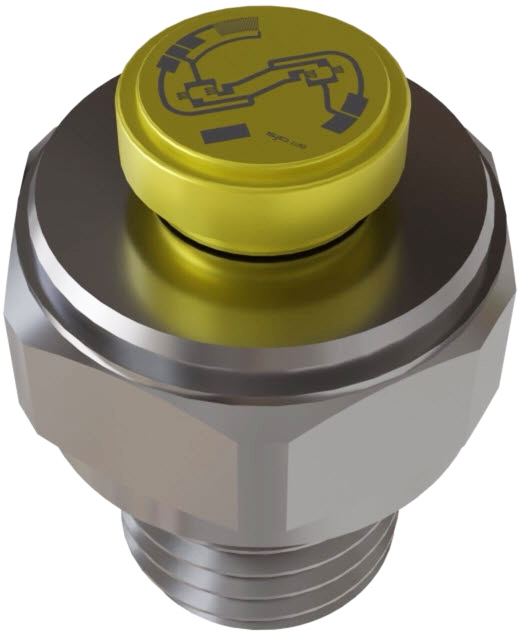 Pressure sensor, a thin-film on steel sensing element with resistance bridges.